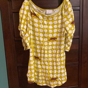 Anthropologie 9-H15 S1CL 3/4 sleeve top polka dot wild cat XS